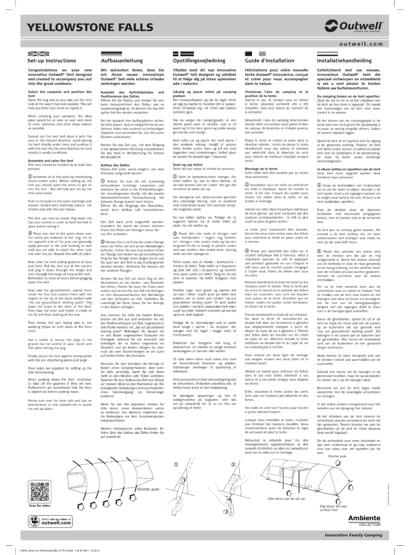 Imagen de la primera página del manual del dispositivo Ambiente Yellowstone Falls