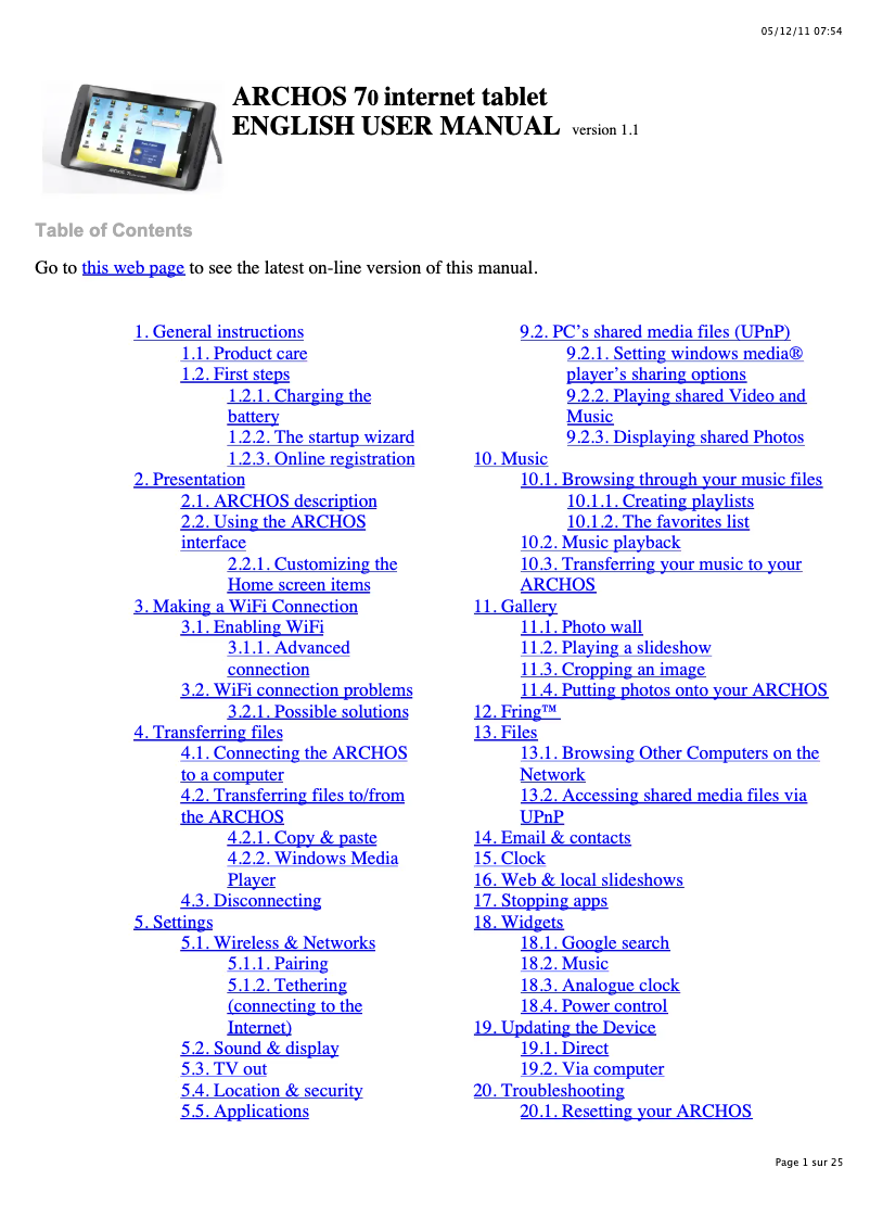 Imagen de la primera página del manual del dispositivo Xenon 70