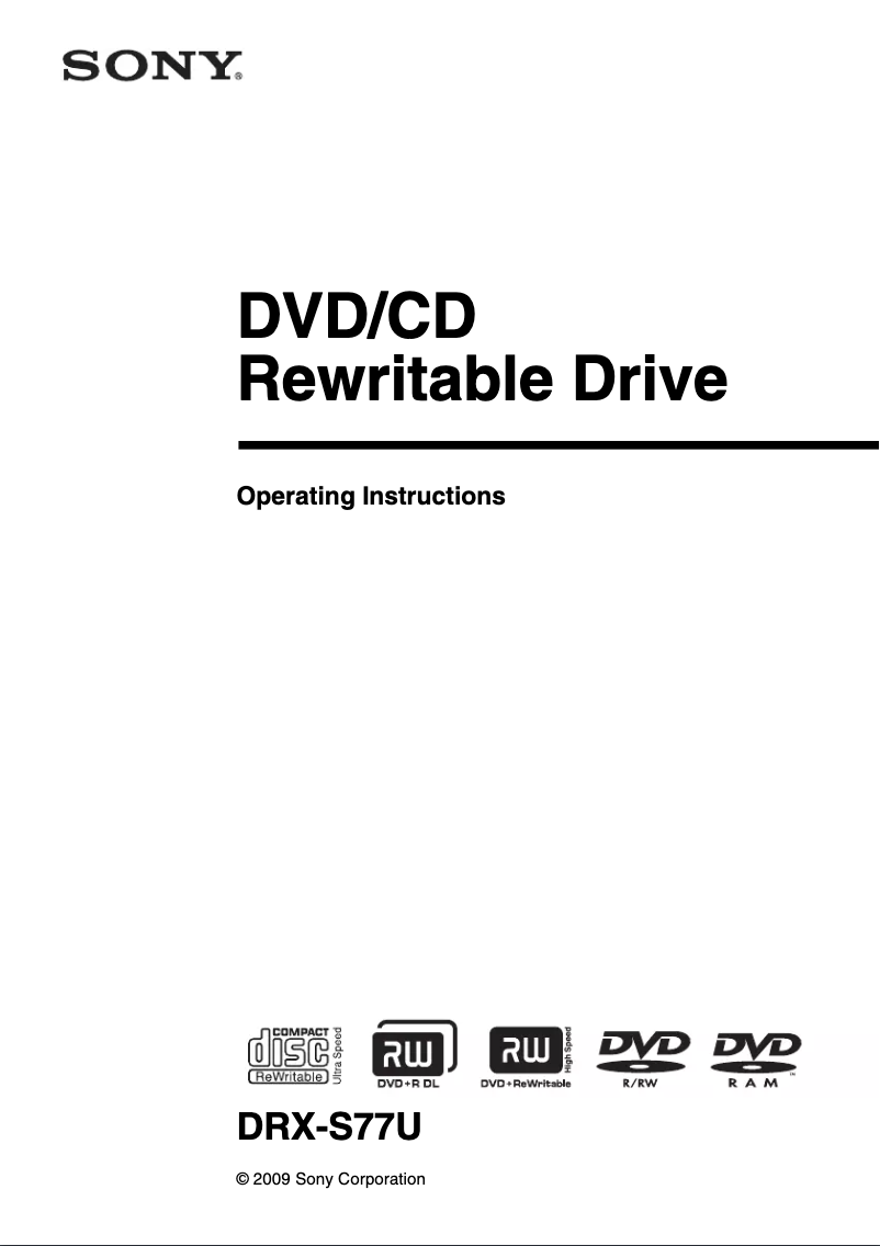 Página nº 1 - Manual de usuario Sony Optiarc DRX-S77U