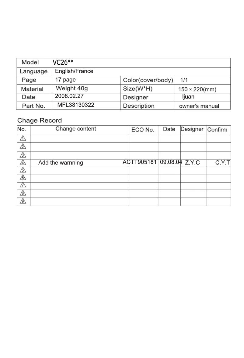 Página nº 1 - Manual de usuario LG VC2686CL