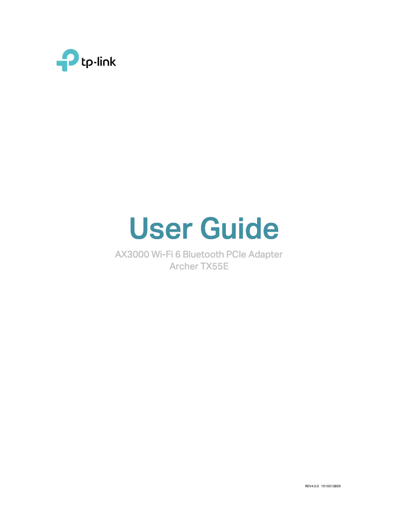 Imagen de la primera página del manual del dispositivo Archer TX55E