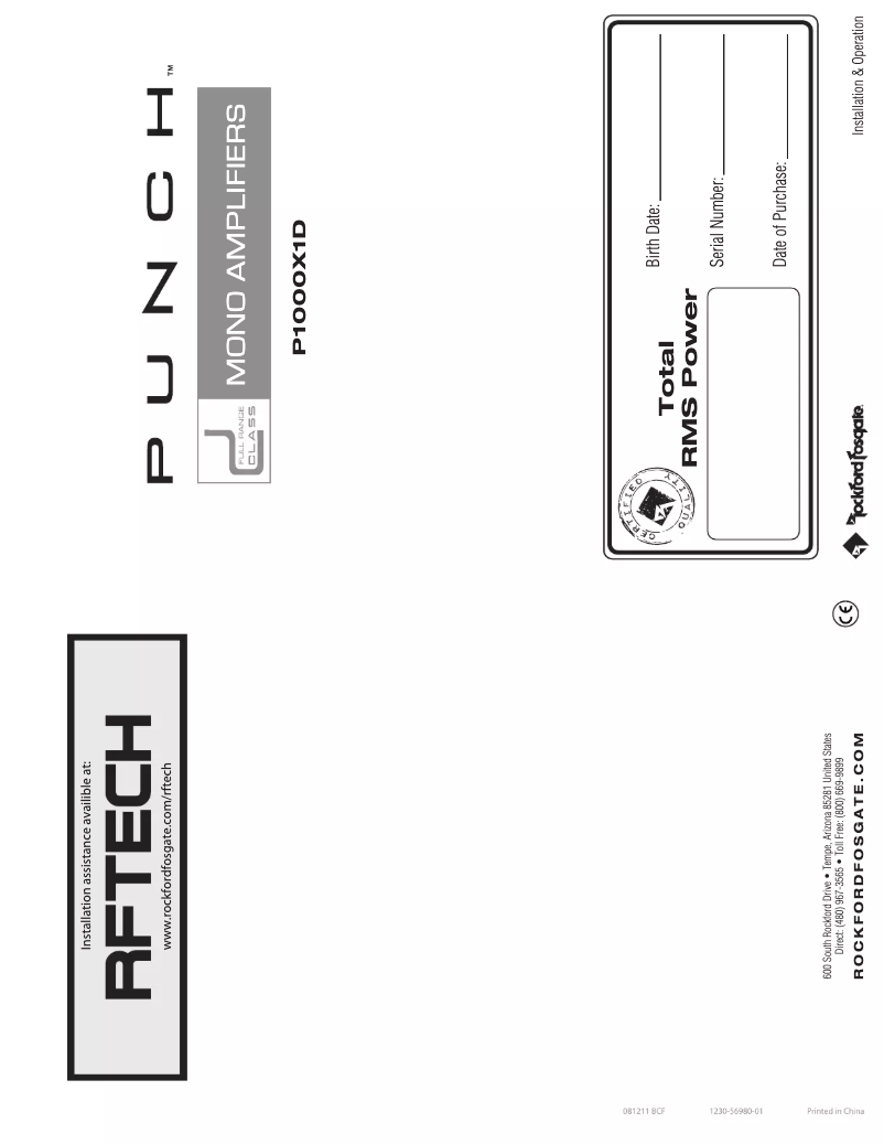 Imagen de la primera página del manual del dispositivo Punch P1000X1D