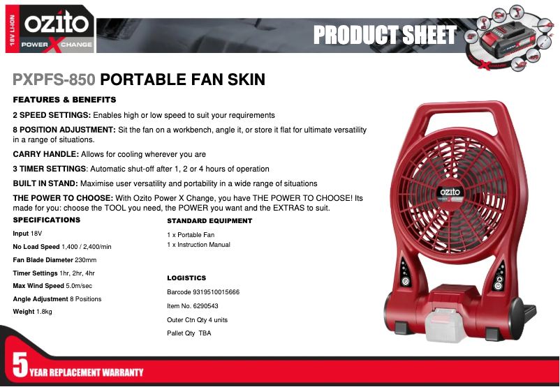 Página nº 1 - Ficha técnica Ozito PXPFS-850