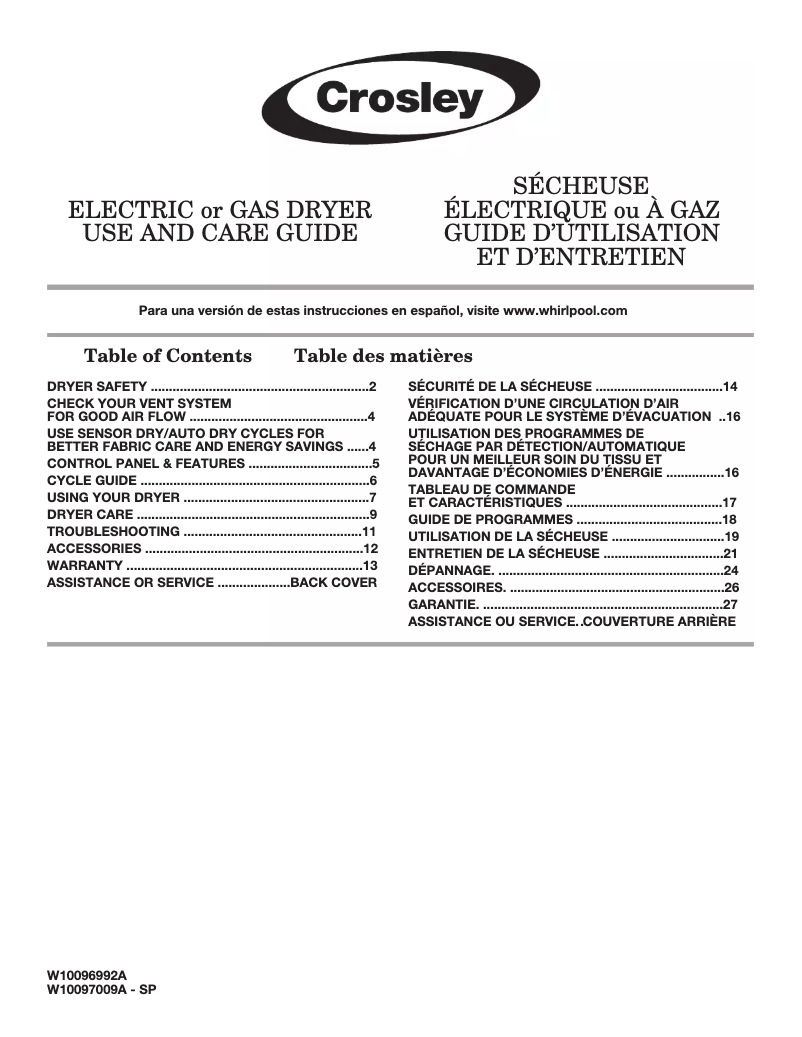 Imagen de la primera página del manual del dispositivo CGD137SDW