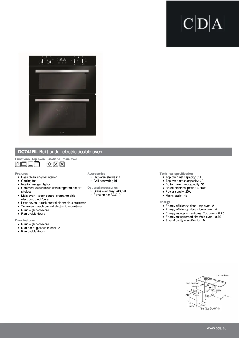 Página 1 del manual Ficha técnica CDA DC741BL