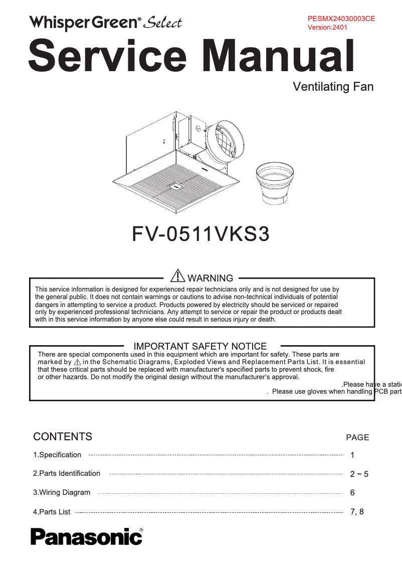 Imagen de la primera página del manual del dispositivo FV-0511VKS3
