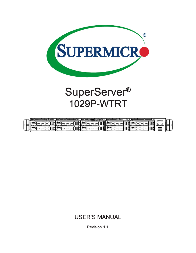 Imagen de la primera página del manual del dispositivo SuperServer 1029P-WTRT