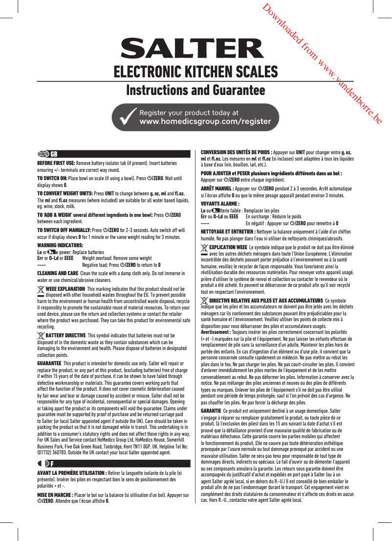 Página 1 del manual Manual de usuario Salter 1065 WHDR