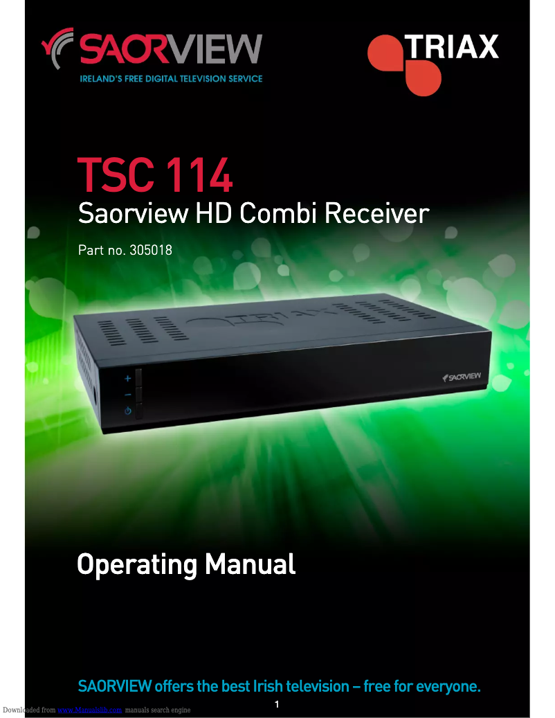 Imagen de la primera página del manual del dispositivo Saorview TSC 114