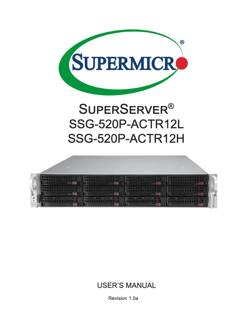 Imagen de la primera página del manual del dispositivo SuperServer SSG-520P-ACTR12H