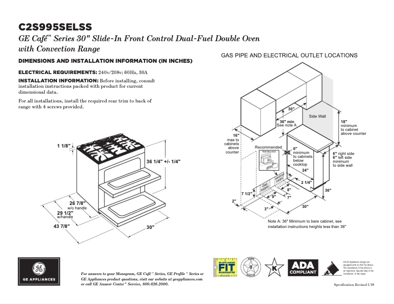Página 1 del manual Ficha técnica GE Café C2S995SELSS