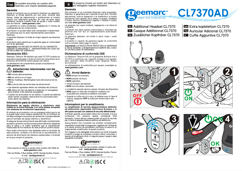 Imagen de la primera página del manual del dispositivo CL7370 AD
