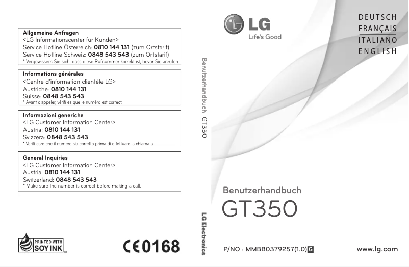 Página 1 del manual Manual de usuario LG GT350