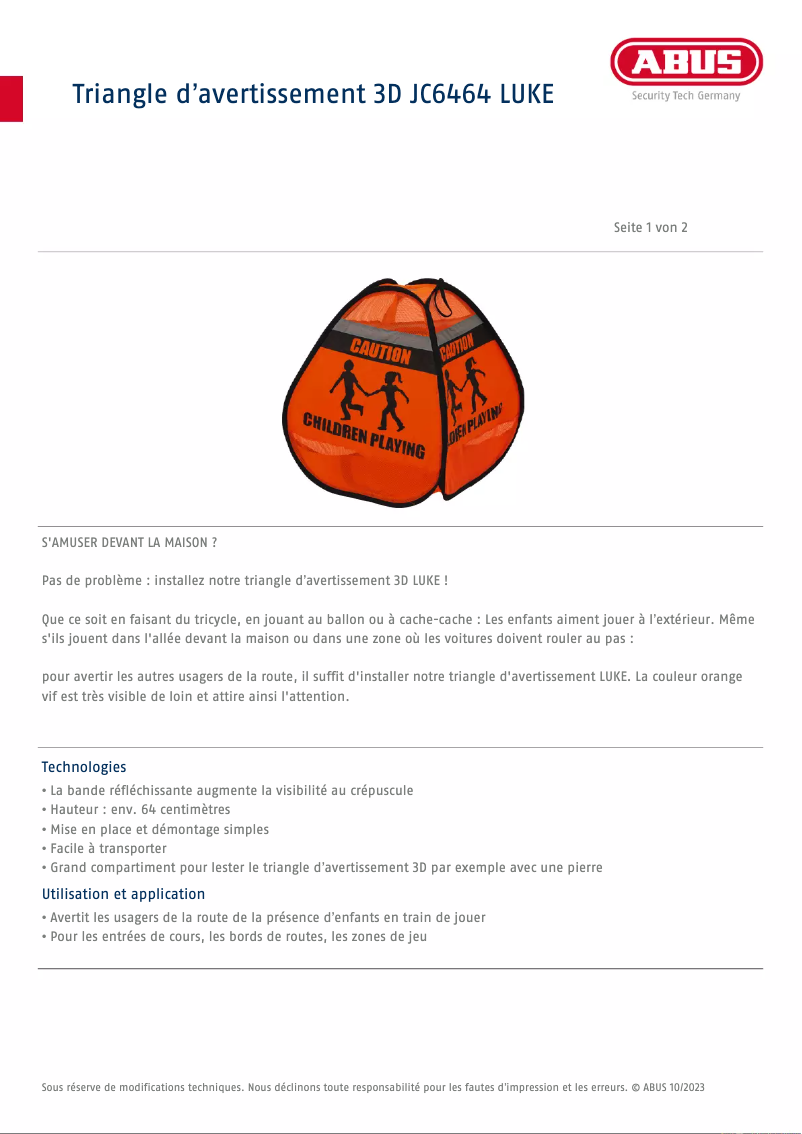 Imagen de la primera página del manual del dispositivo JC6464 LUKE