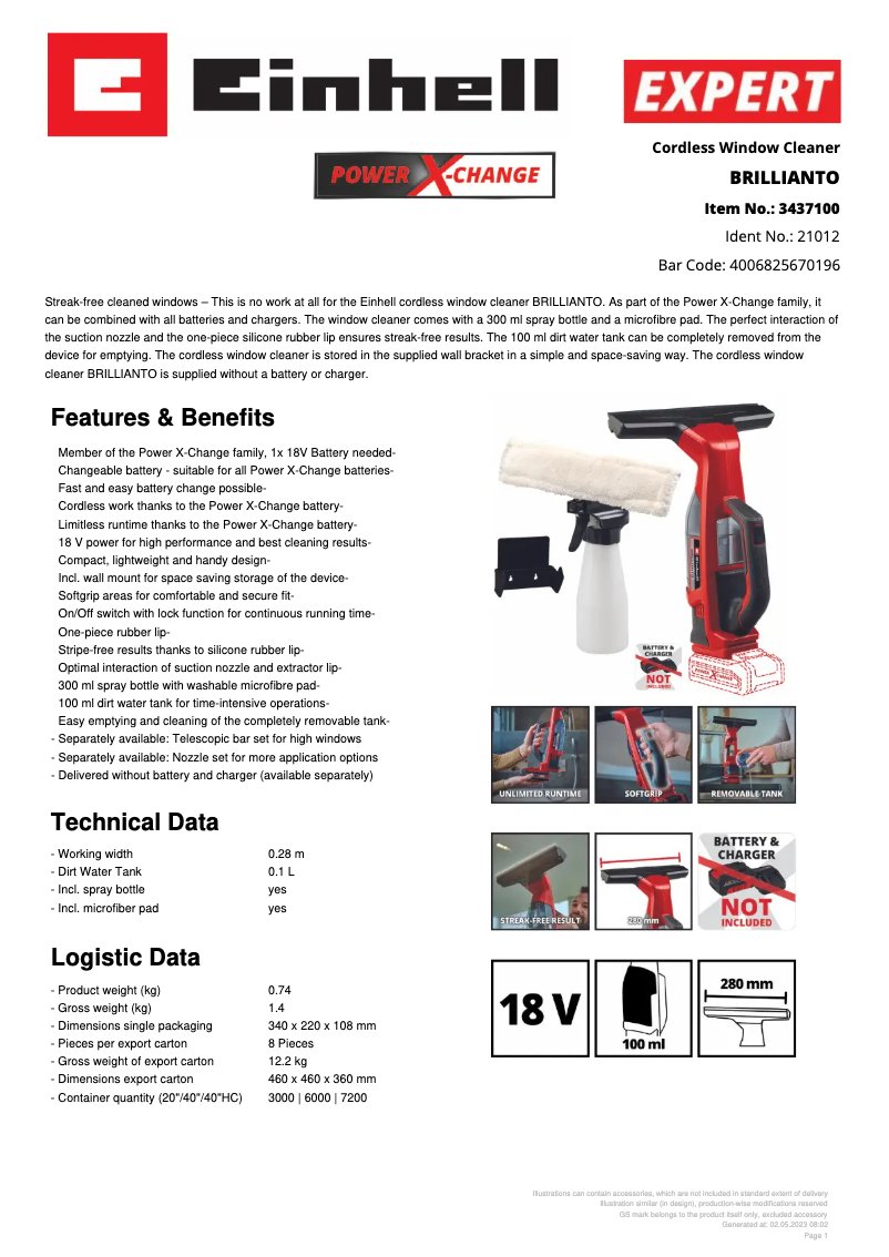 Imagen de la primera página del manual del dispositivo BRILLIANTO