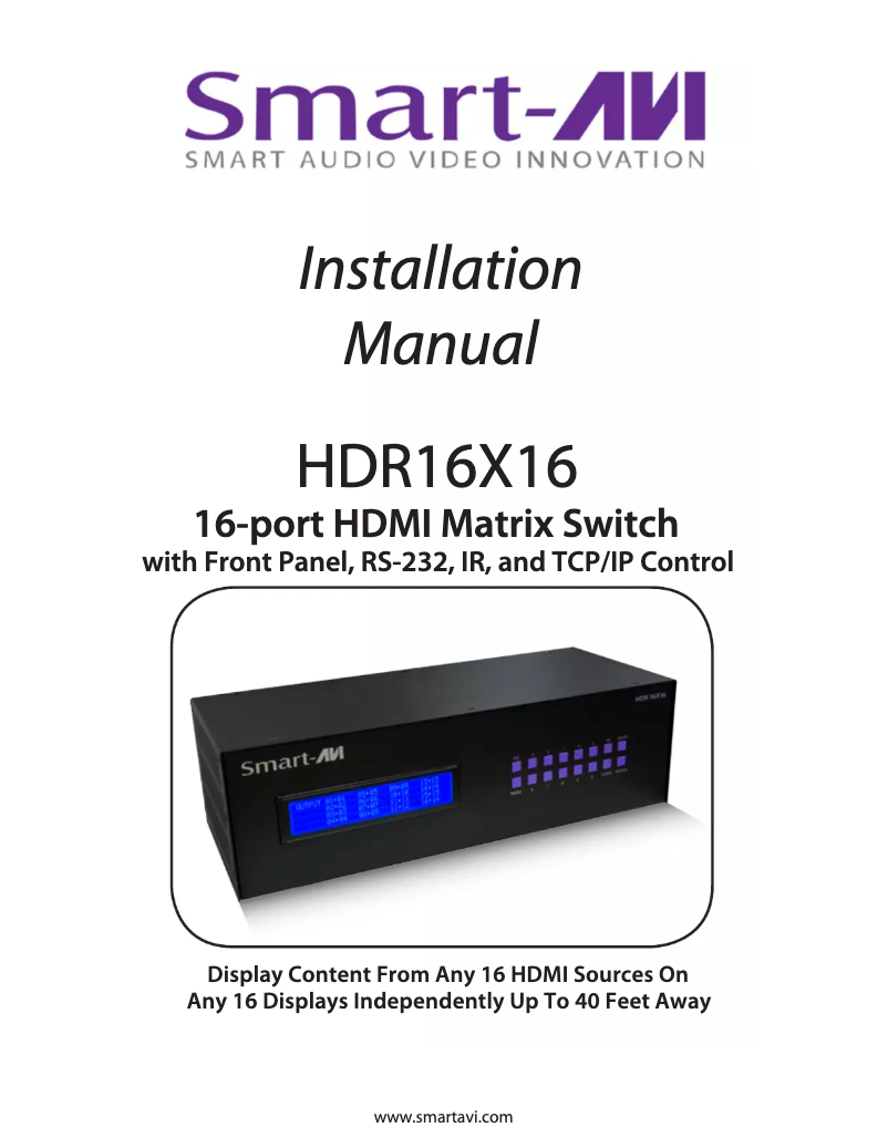 Página 1 del manual Manual de usuario Smart-AVI HDR16X16S