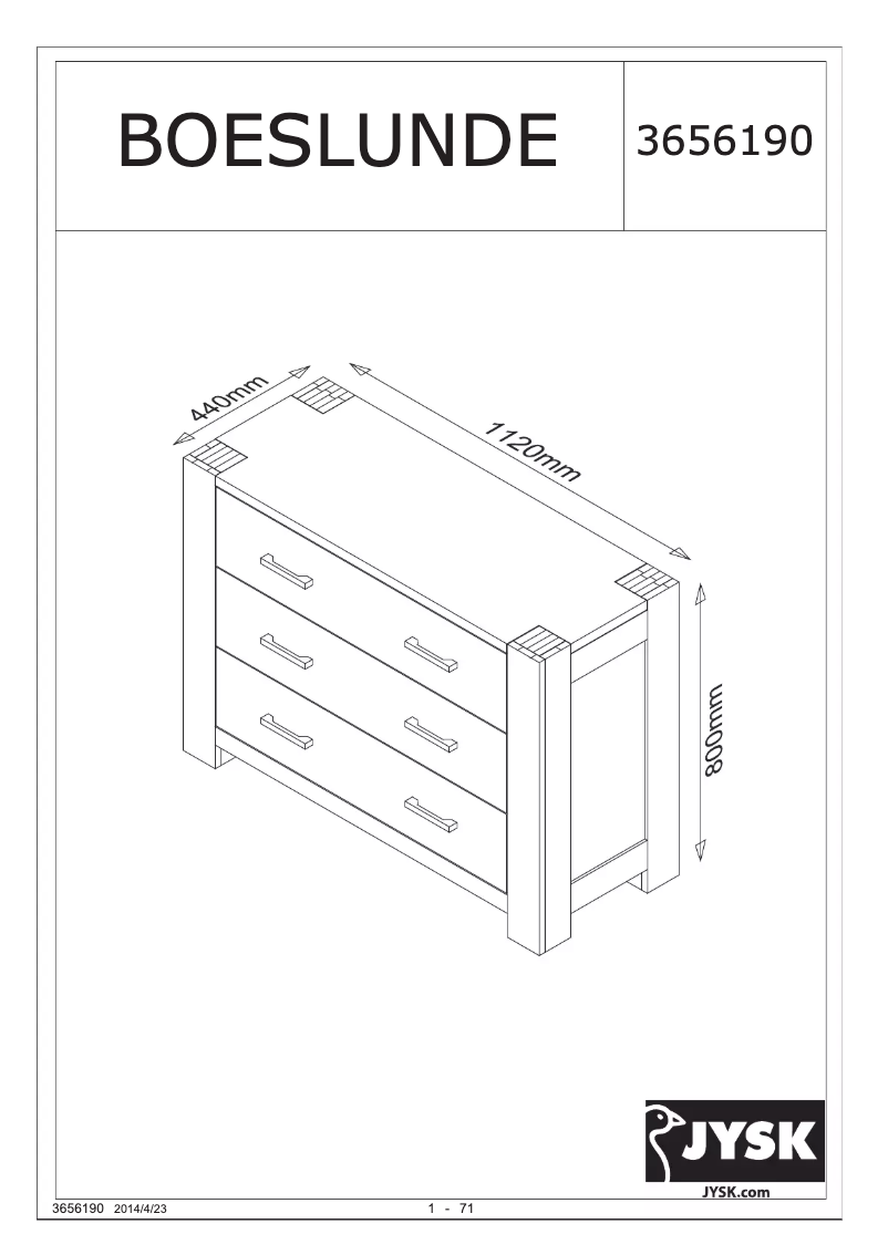 Página 1 del manual Manual de usuario JYSK Boeslunde (112x80x44)