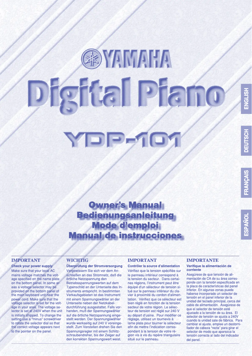 Página 1 del manual Manual de usuario Yamaha YDP-101