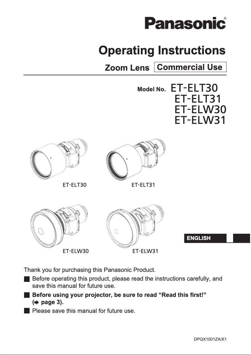 Página 1 del manual Manual de usuario Panasonic ET-ELT30