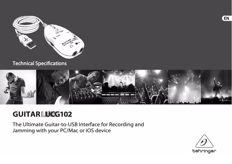 Página 1 del manual Ficha técnica Behringer Guitar Link UCG102