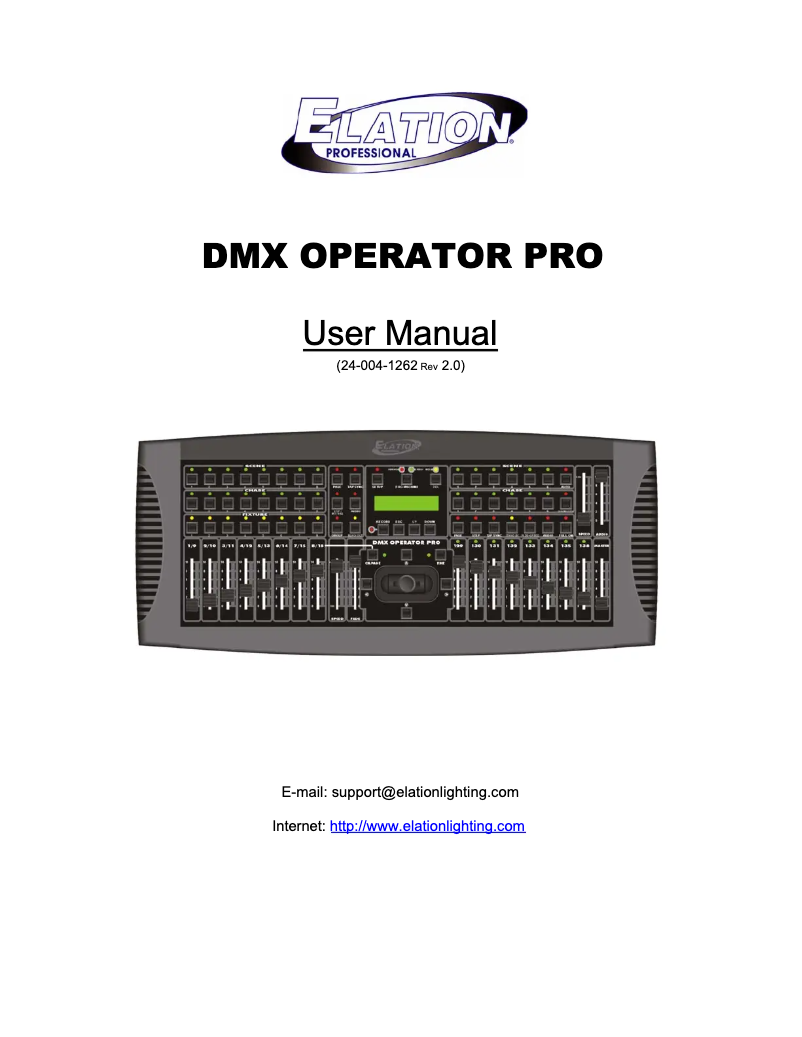 Imagen de la primera página del manual del dispositivo DMX Operator Pro