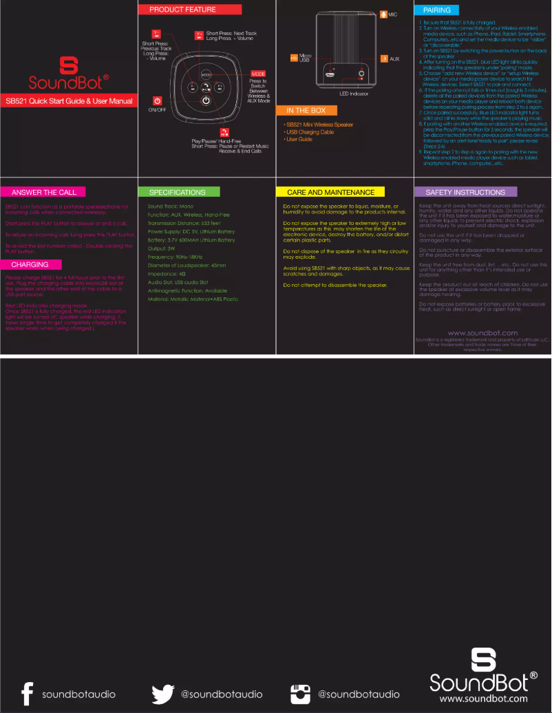 Imagen de la primera página del manual del dispositivo SB521
