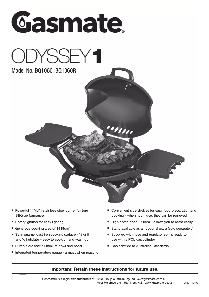 Página 1 del manual Manual de usuario Gasmate Odyssey 1