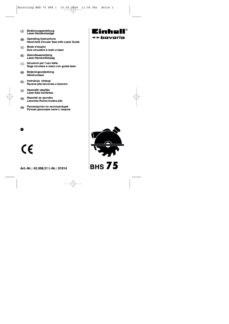 Página 1 del manual Manual de usuario Bavaria by Einhell BHS 75
