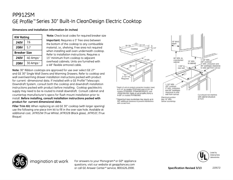 Imagen de la primera página del manual del dispositivo Profile PP912SMSS