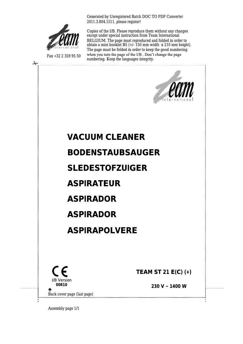 Imagen de la primera página del manual del dispositivo ST 21 EC