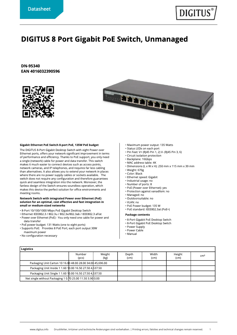 Imagen de la primera página del manual del dispositivo DN-95340
