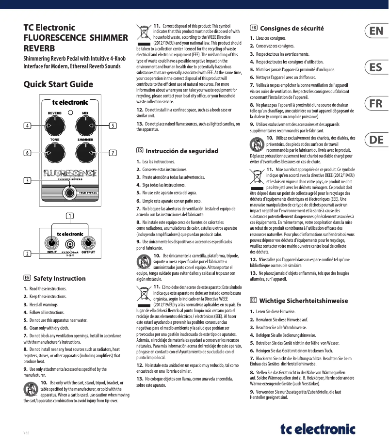 Imagen de la primera página del manual del dispositivo Fluorescence Shimmer Reverb