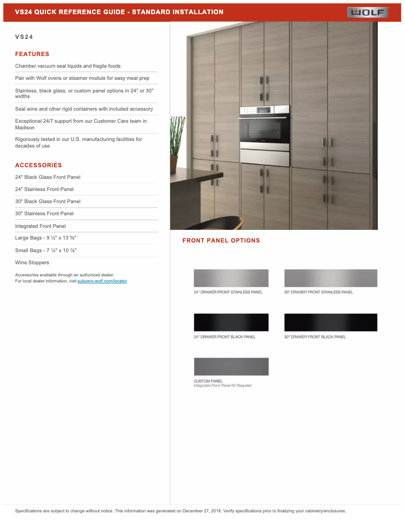 Página 1 del manual Ficha técnica Wolf VS24