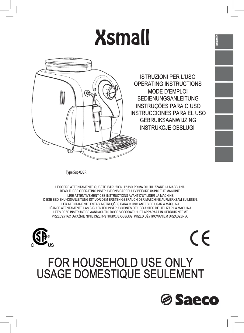 Página 1 del manual Manual de usuario Philips Saeco Xsmall Steam