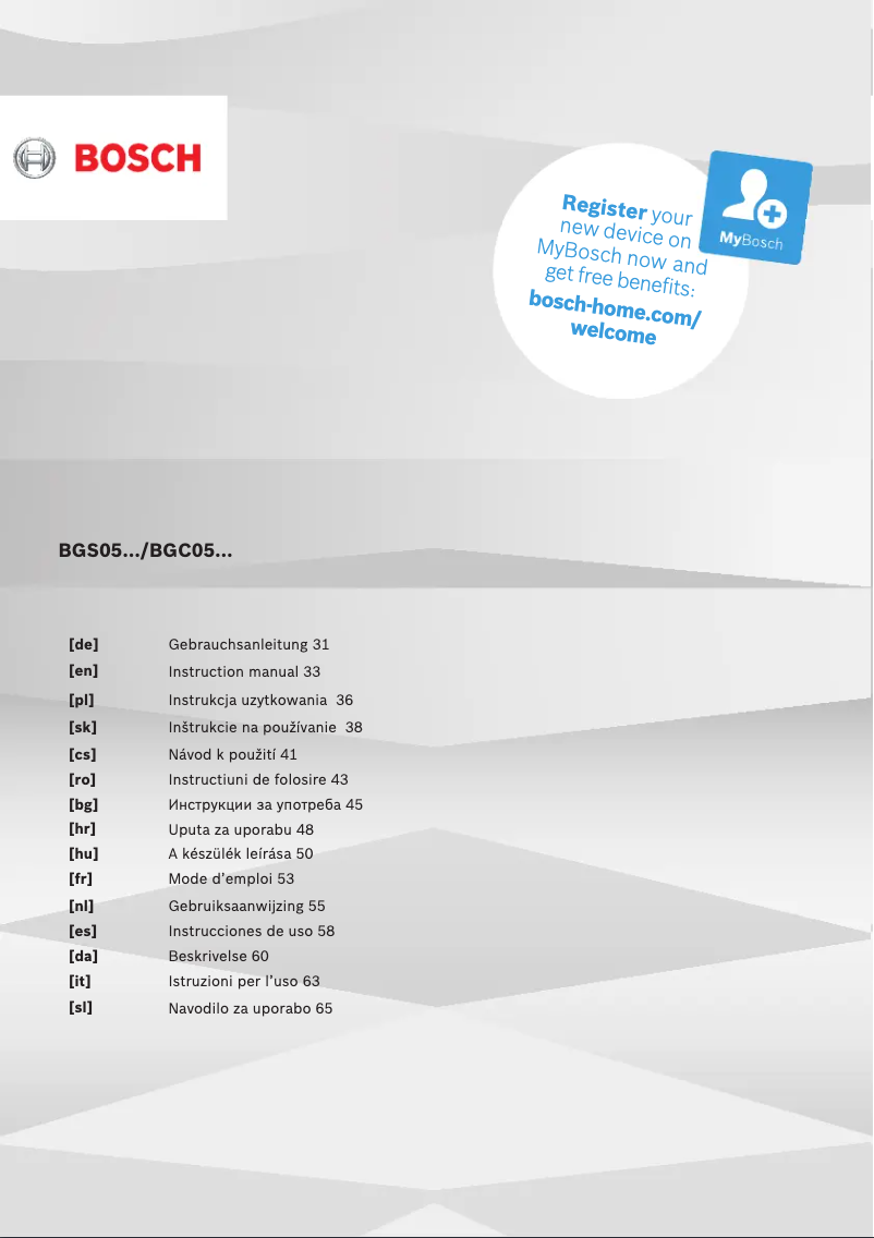 Página 1 del manual Manual de usuario Bosch BGS05BL1H