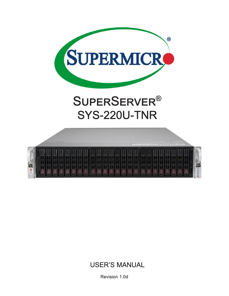 Página 1 del manual Manual de usuario Supermicro SuperServer SYS-220U-TNR