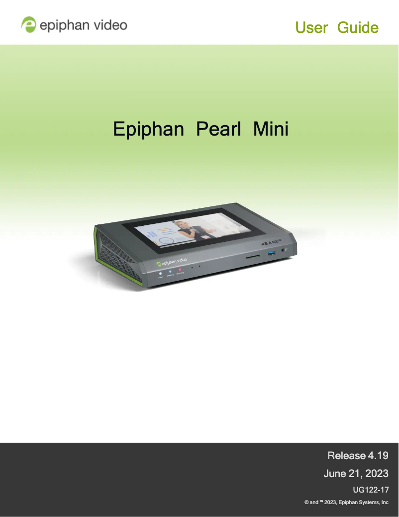 Imagen de la primera página del manual del dispositivo Pearl Mini