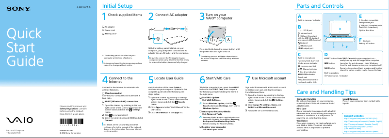 Página nº 1 - Guía de instalación Sony Vaio Tab 14 SVT14115CXS