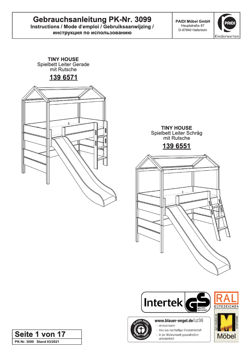Página 1 del manual Manual de usuario Paidi Tiny House