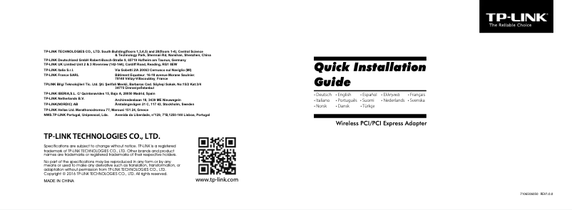 Imagen de la primera página del manual del dispositivo TL-WN881ND