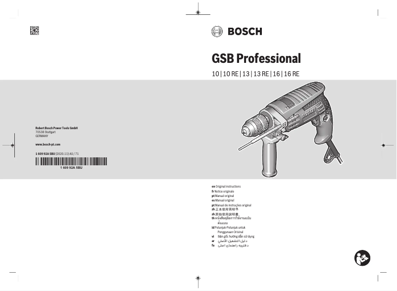 Imagen de la primera página del manual del dispositivo GSB 10 RE Professional