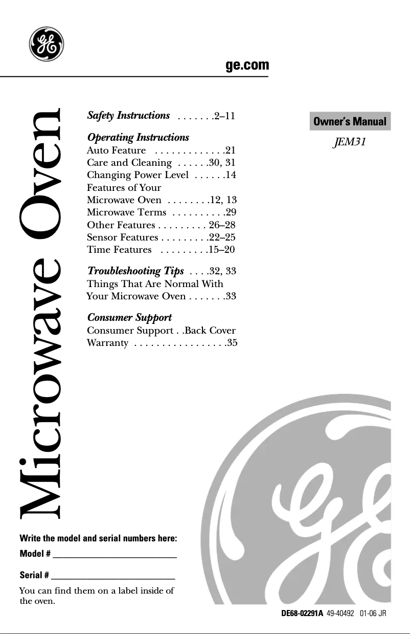 Imagen de la primera página del manual del dispositivo JEM31BF