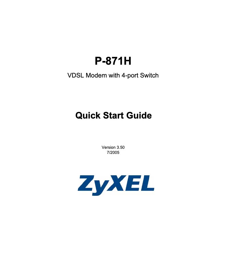 Página 1 del manual Manual de usuario ZyXEL P-871H