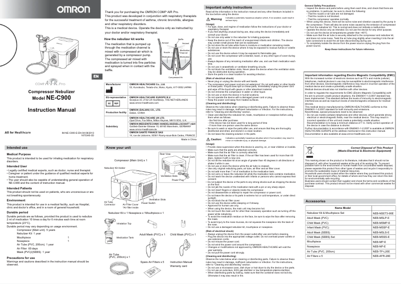 Página nº 1 - Manual de usuario Omron CompAIR Pro NE-C900