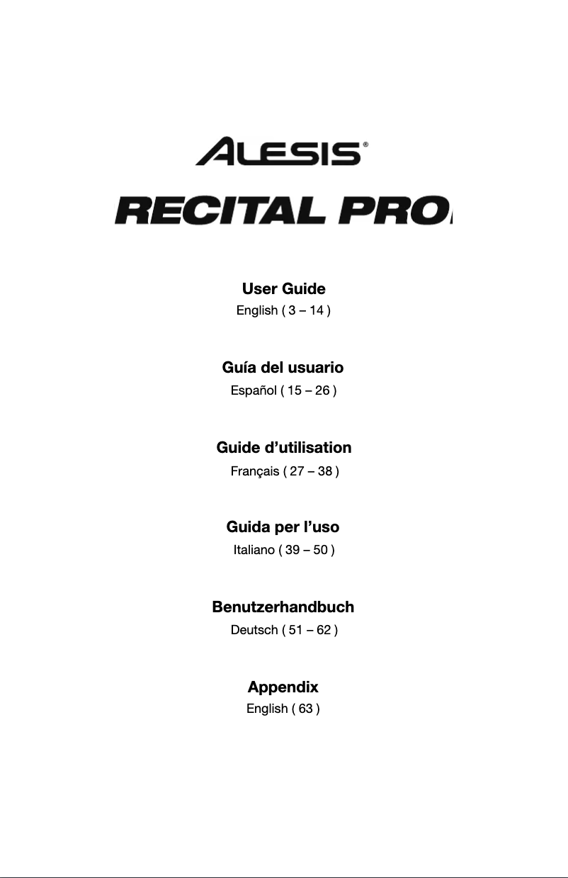Página nº 1 - Manual de usuario Alesis Recital Pro