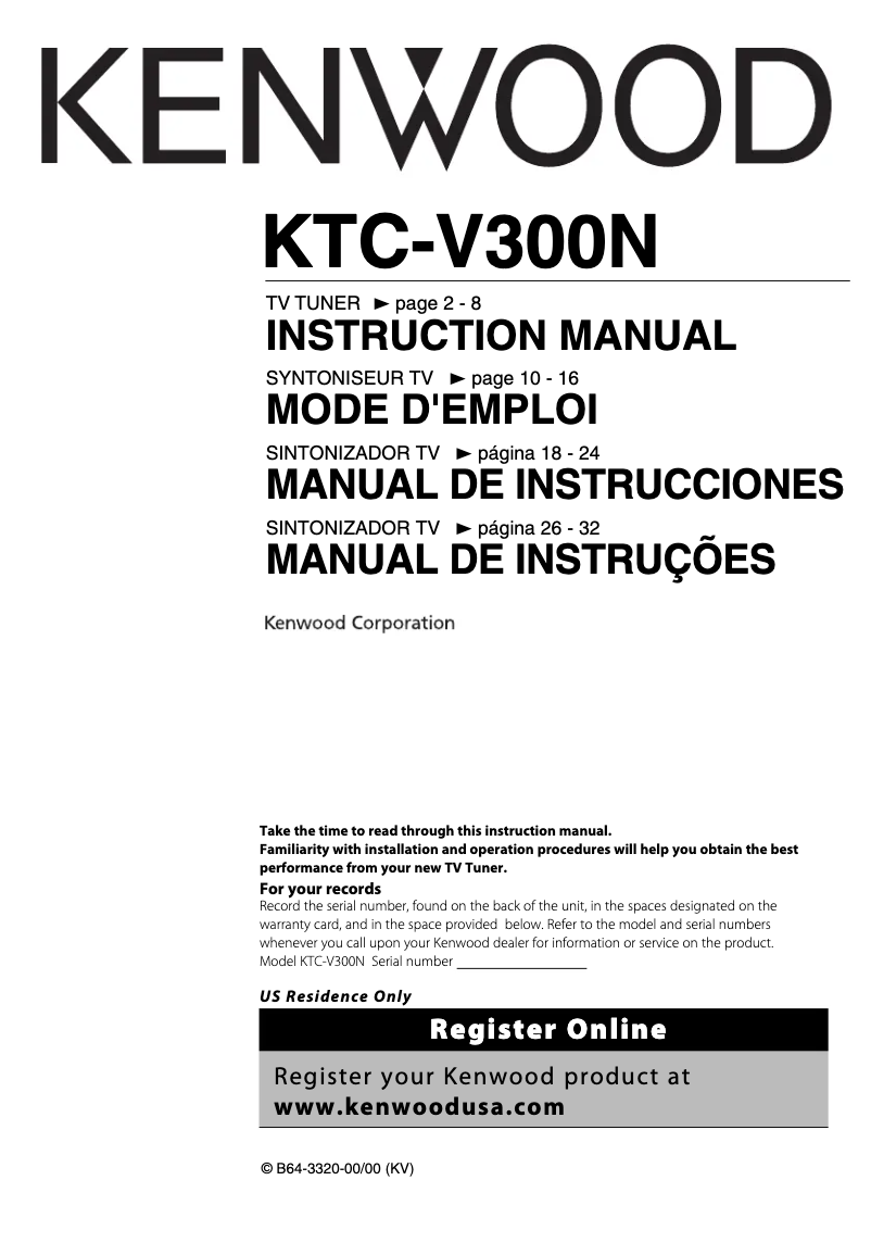Imagen de la primera página del manual del dispositivo KTC-V300N