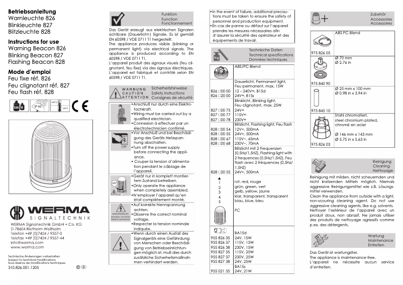 Página 1 del manual Manual de usuario Werma 826