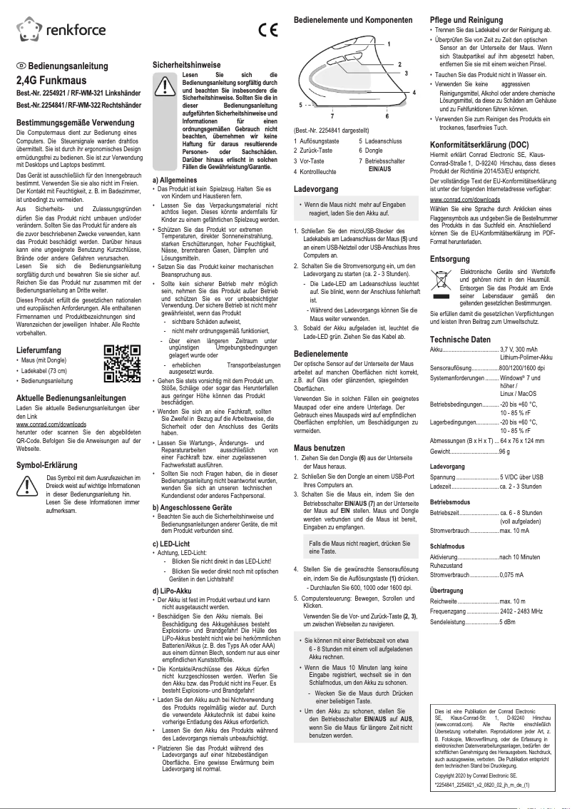 Imagen de la primera página del manual del dispositivo RF-WM-322