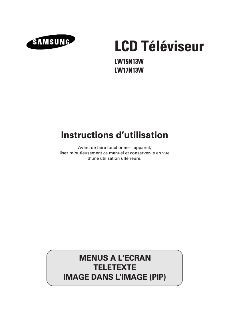 Página 1 del manual Manual de usuario Samsung LW15N13W