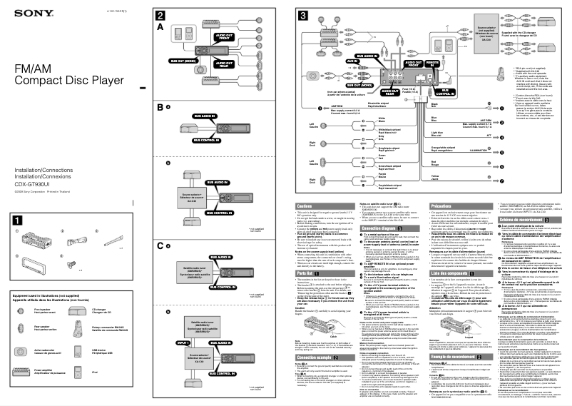 Imagen de la primera página del manual del dispositivo CDX-GT930UI